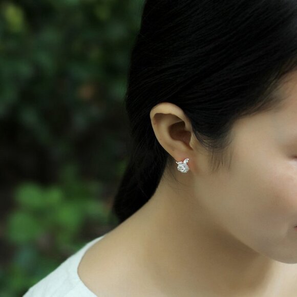 Colorful Rose Flower Beautiful Stud Earrings for Women, EVGG1047 - Picture 2 of 3